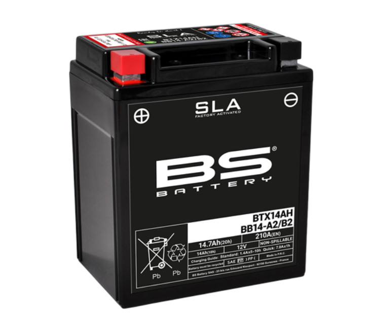 Batería BS llena de fábrica BB14L-A2/B2 sin mantenimiento SLA