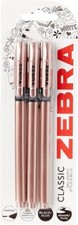 Image of Zebra Classic Rose Gold Ballpoint Pens Black Ink Pack of 3, New