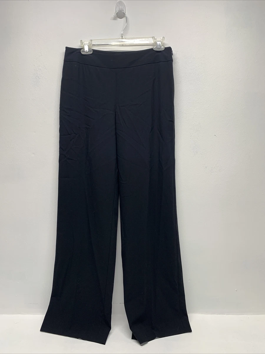 Giorgio Armani Dress Pants Wide Leg 100% Wool Side Zipper Black