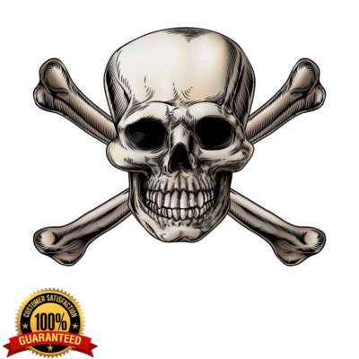 SKULL CROSSBONES VINYL 3M MADE in USA DECAL STICKER TRUCK WINDOW