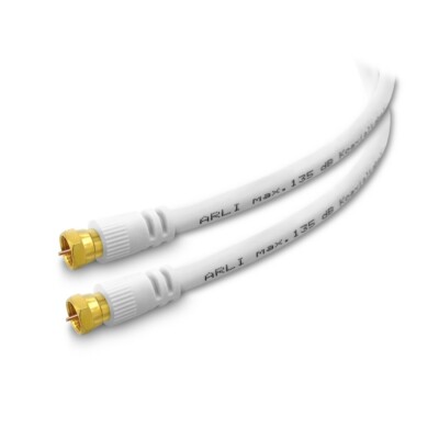 10m Satkabel Anschlusskabel HD vergoldet 135dB Sat Kabel TV Digital UHD 4K weiss