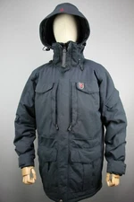 Fjällräven Mens Vintag vintag Navy Yupik Parka jacket with a hood Size M