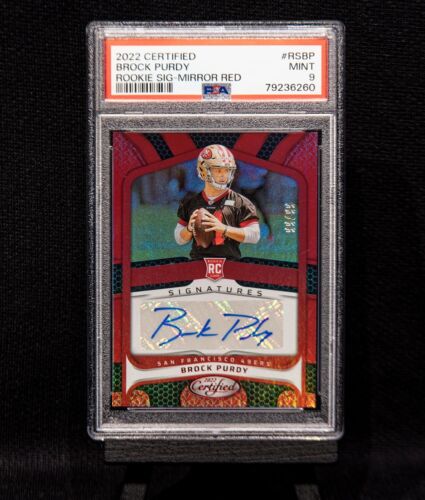 2022 BROCK PURDY 99/99 CERTIFIED SIGNATURES MIRROR RED AUTO 49ers PSA 9 - Photo 1/2