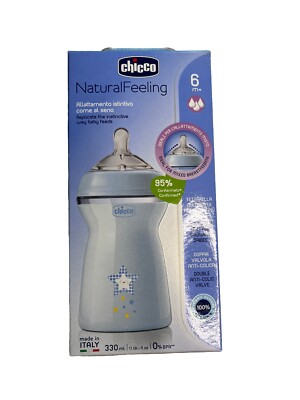Chicco Babyfläschchen Naturalfeeling 330 ml Ab 6 Monate Jungs Blau Baby Trinken