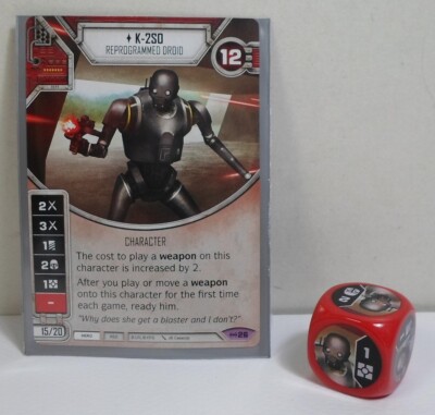 FANTASY FLIGHT STAR WARS DESTINY CARD GAME K-2SO REPROGRAMMED DROID CARD & DICE