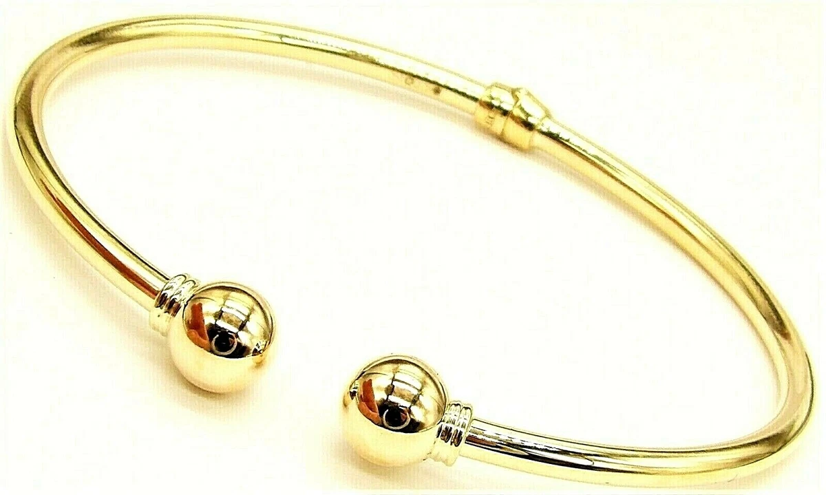 9CT GOLD Bangle Bracelet Hinged Ball Torc 9 CARAT YELLOW GOLD NEW