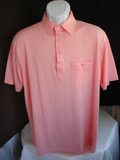 Vintage London Fog 2-Tone Pink Striped Cotton Blend S/S Polo Shirt Sz. XL