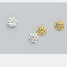 925 Sterling Silver Hollow Flower Bead Caps DIY For Bracelet Necklace 6mm