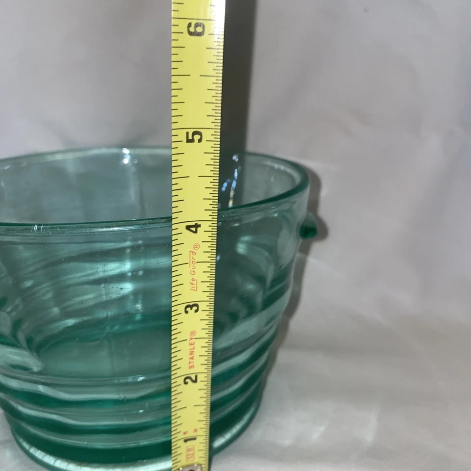 Cubo de hielo de vidrio verde depresión vintage Foto 2 de 4