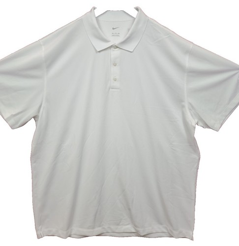 NWT NEW White Nike Golf Dri-Fit 3 BUTTON Polo Shirt Men's XXL XXLARGE 203690-100