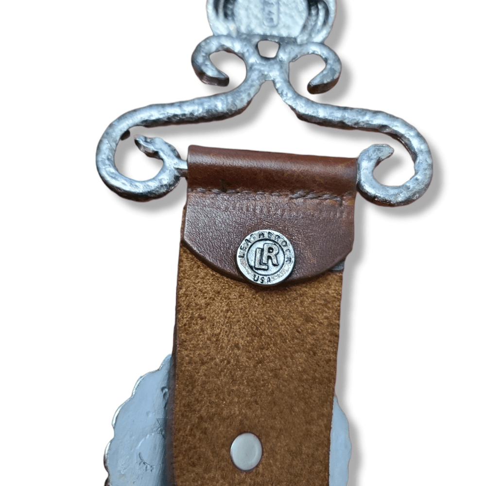 Leather Rock Vintage Western belt with Hammered Metal 