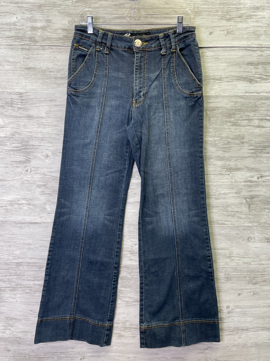 【90's】ROCAWEAR Super-Wide Denim Pants Vintage Rocawear Jeans Womens 9 Blue Denim Wide Leg Mid Rise 90s