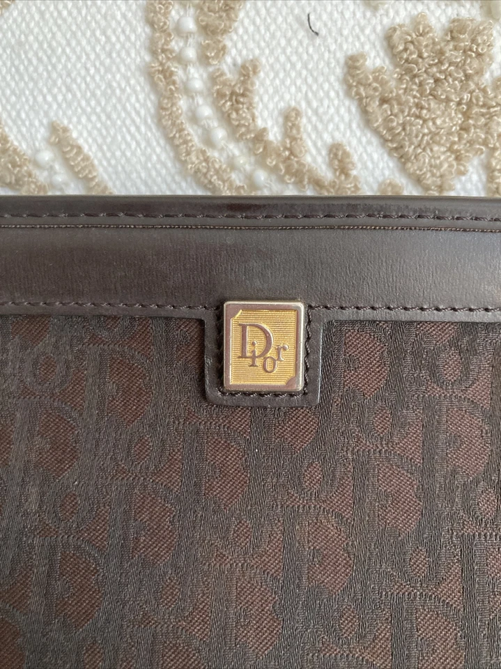 Auténtico Bolso sin asas Christian Dior Trotter Patrón Lona Cuero Marrón Foto 3 de 4