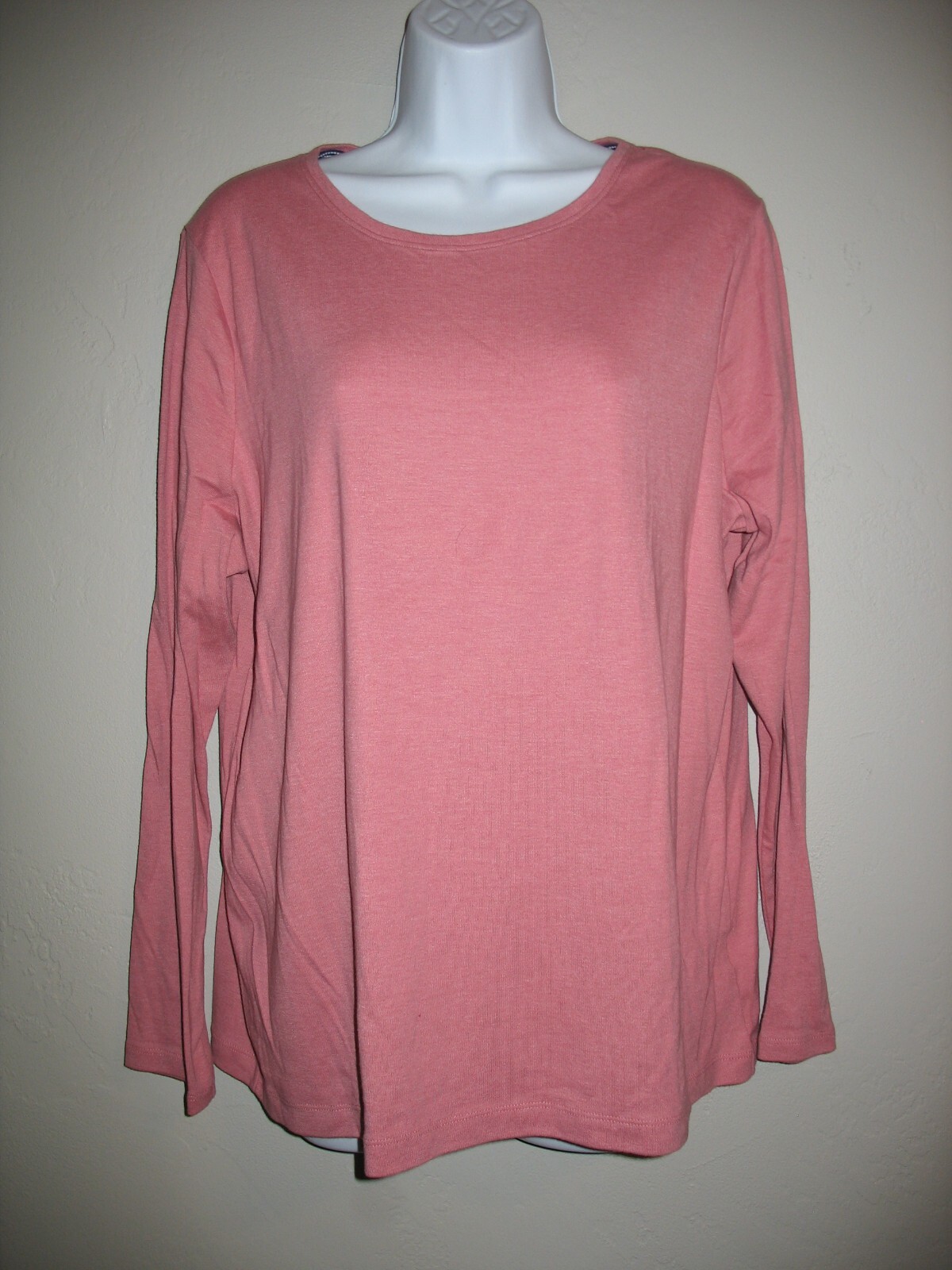 Croft & Barrow Classic Tee Shirt Sz XXL Pink Crew Neck Long Sleeve Womens