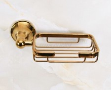Bathroom Accessory Wall Mounted Gold Color Brass Soap Dish Holder Basket wba885