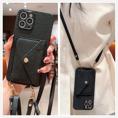 Crossbody Lanyard Case Leather Dustproof Luxury Phone For iPhone Samsung Huawei
