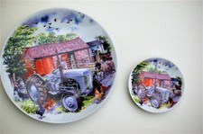  Little Grey Fergie Tractor Ceramic Plates and stand - 10cm -20cm - Ideal Gift