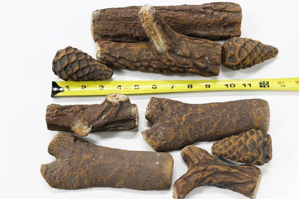 Juego de troncos de fibra cerámica para chimenea de gas de 9 piezas para estufas de barbacoa Foto 2 de 4