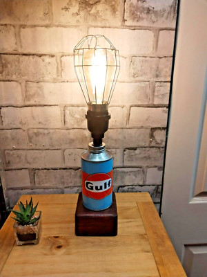 Vintage Gulf Öldose Tischlampe (Steampunk - Mancave - Industrie)