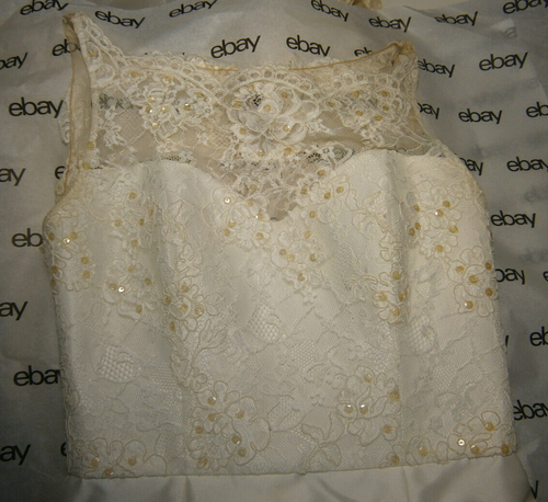 Augusta Jones Saturday 6-12 Ivory Fit & Flare Wedding Dress Satin Illusion Lace - Picture 14 of 16
