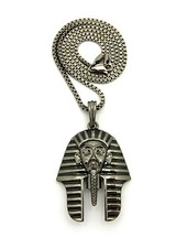 Egyptian Hematite Pharaoh Pendant 24" Various Chain Hip Hop Necklace XTP11HEBK