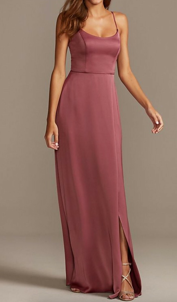 David's Bridal Crepe/Satin Bridesmaid Dress, Chianti, Size 10, Originally  $160