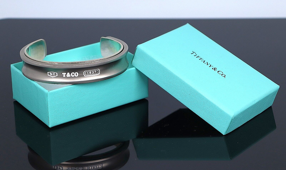 Tiffany & Co NY 1837 Matte Finish Metal Sterling Silver Bangle