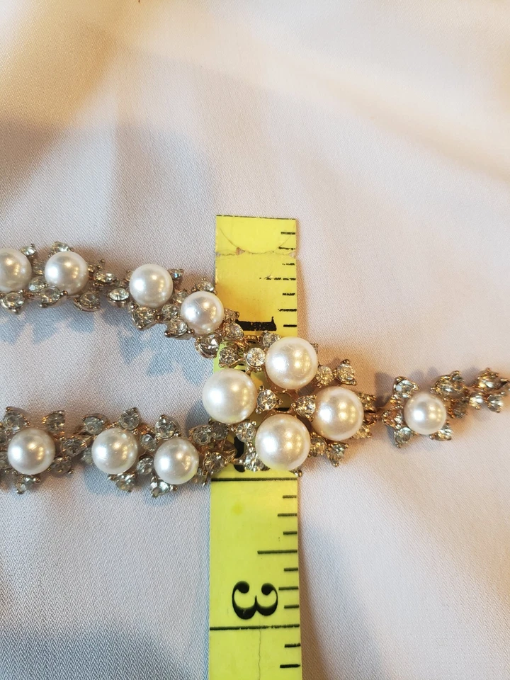 Collar de cadena de oro con perlas de imitación de diamantes de imitación elegante accesorio magnético añadido Foto 4 de 4