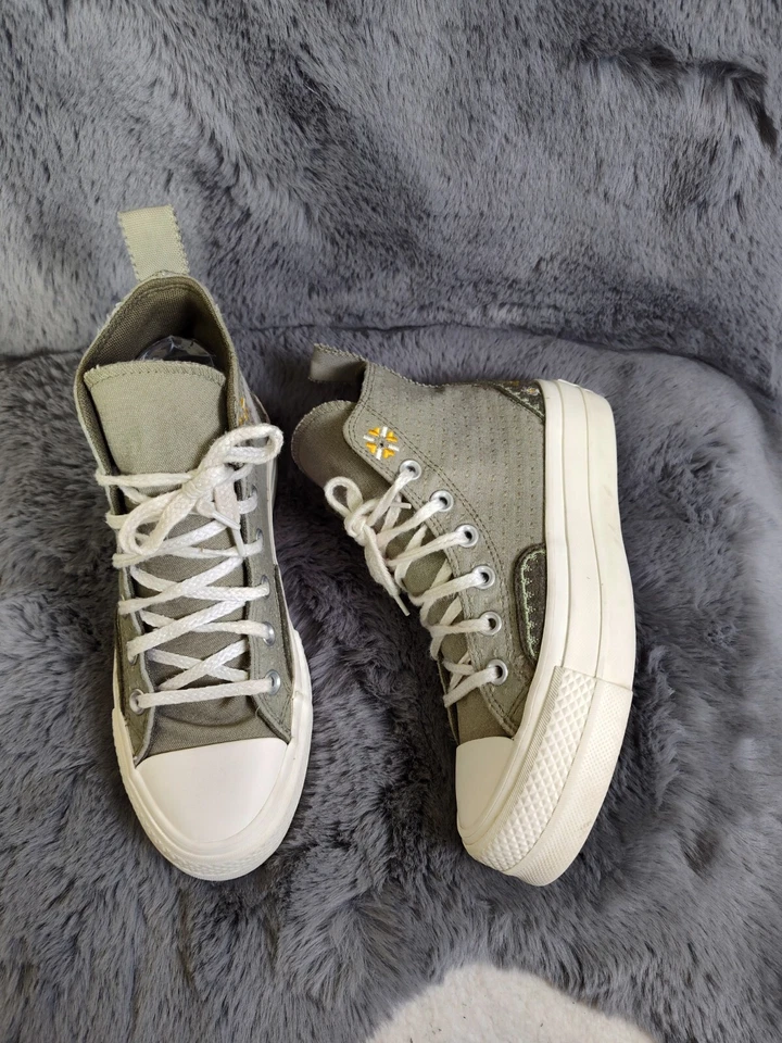 Chuck Taylor All Star Lift Platform Women Sneaker 6 Green Autumn Embroidery Shoe - Image 4 of 4