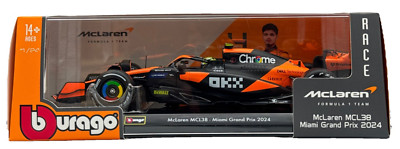 Bburago 2025 McLaren F1 MCL38 Miami Grand Prix 2024 Lando Norris #4 1:24 Scale