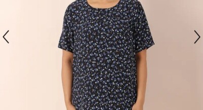 LA MAREY Floral Round Neckline Blouse - Black  Soft Wrinkle Resistant Size M