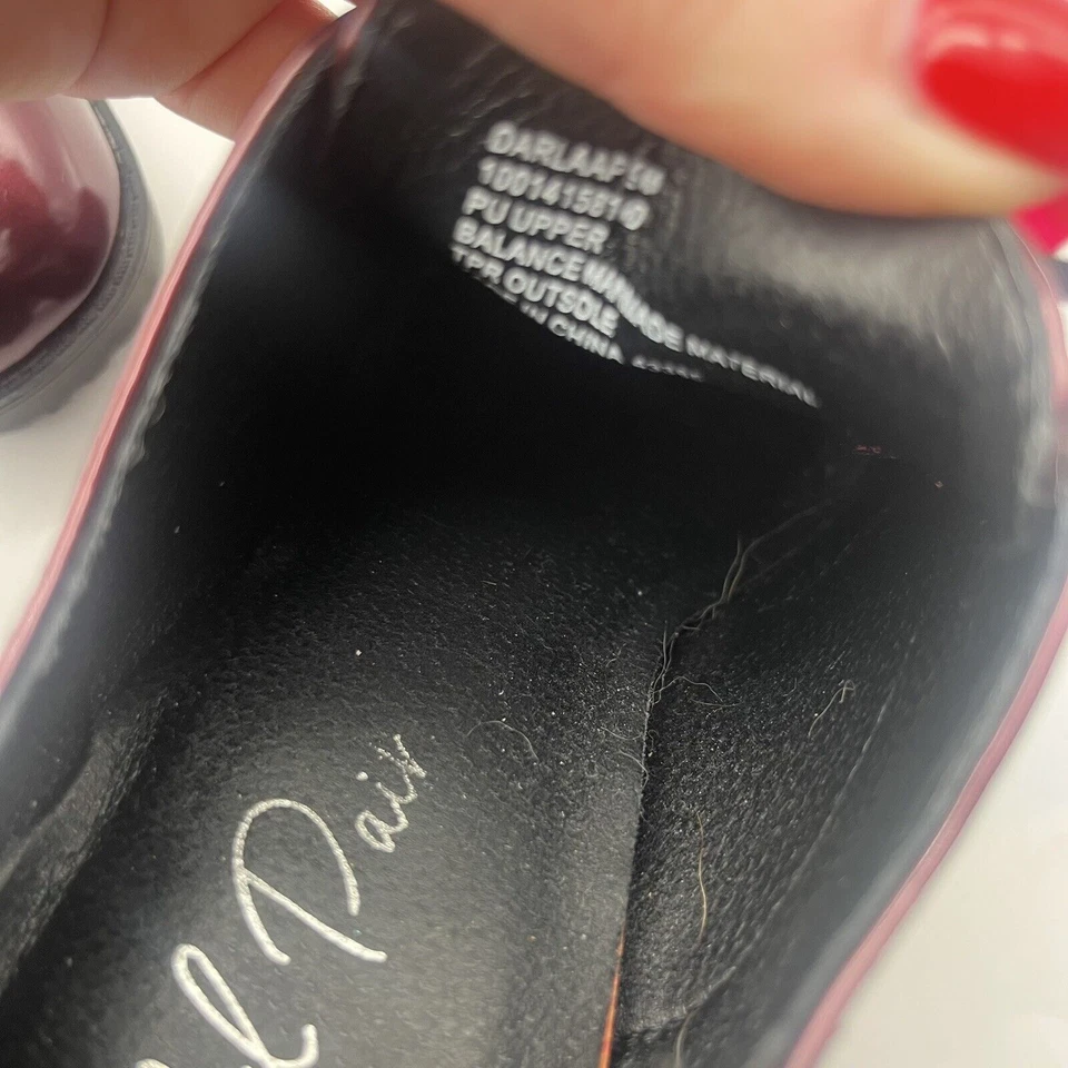 Wild Pair Darlaa Burgundy Patent Lace Up Platform Chunky Oxford Shoes size 9M - Image 2 of 4