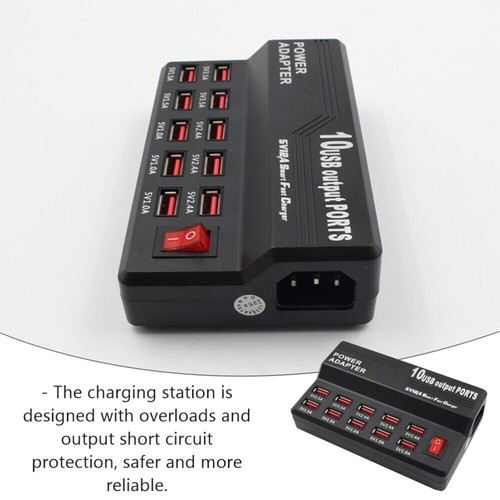10 Ports Desktop Charger HUB USB Station Fast Charging For Samsung Iphone Ipad - Picture 8 of 12