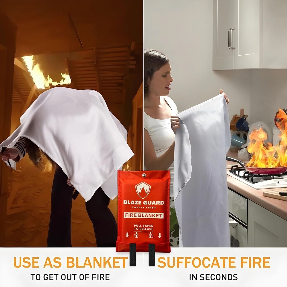 Blaze Guard Fire Blanket – 100% Fiberglass – Hero Home Emergency Safety (1.0 Model)