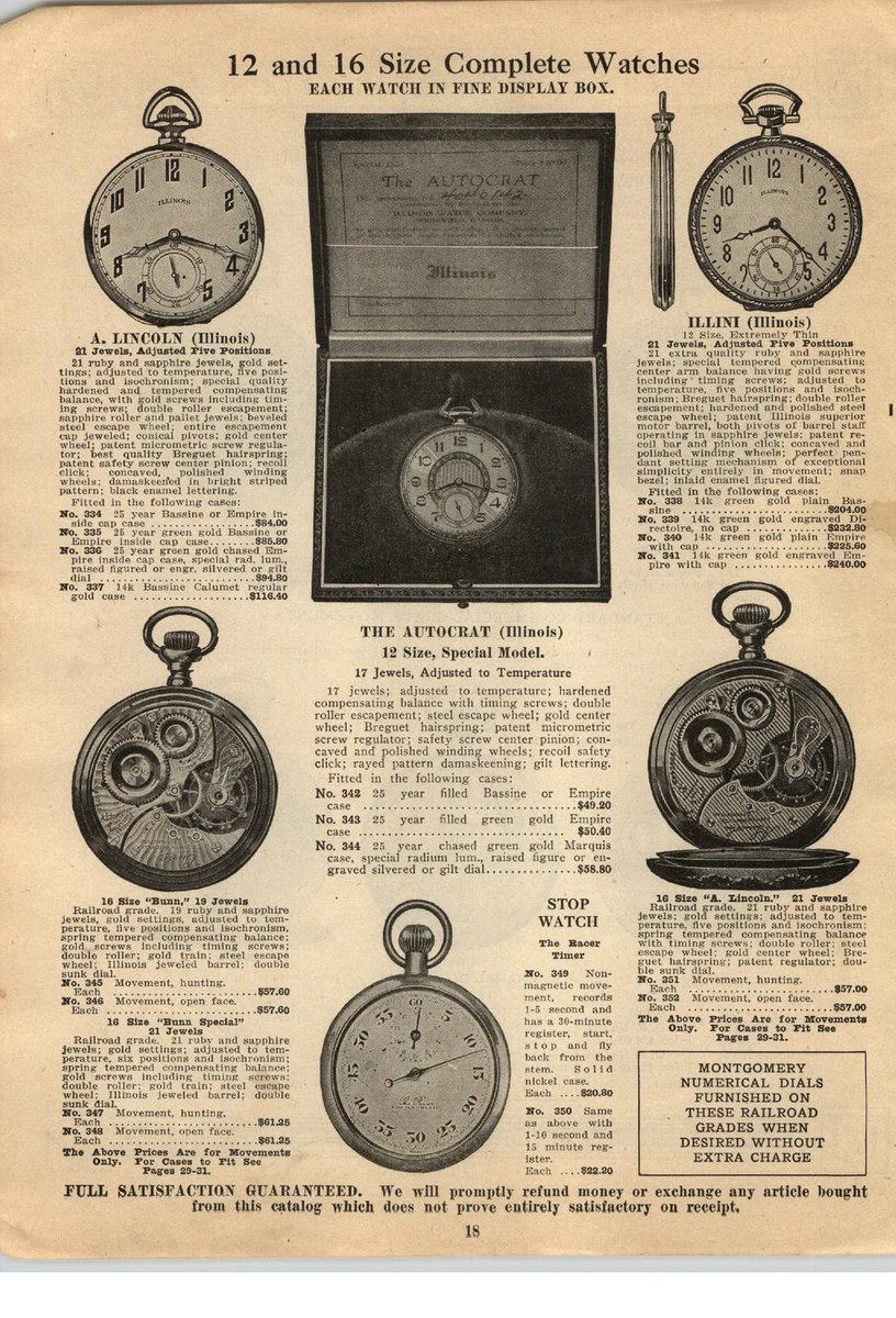 1924 PAPER AD The Autocrat Illinois Pocket Watch Abe Abraham