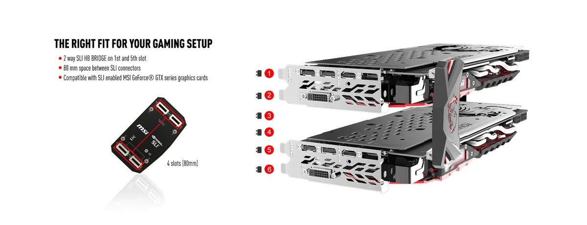 MSI 2WAY SLI HB BRIDGE L, Black with Red LED Backlights