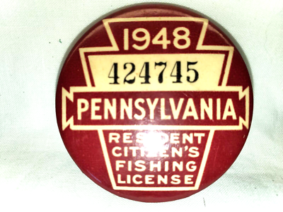 Badge Licence De Pêche Pennsylvanie 1948 – Épingle Vintage – Collection