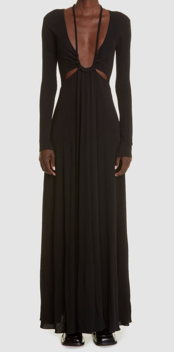 Proenza Schouler Women's BlackHalter Neck Long Sleeve Maxi Dress Size 0
