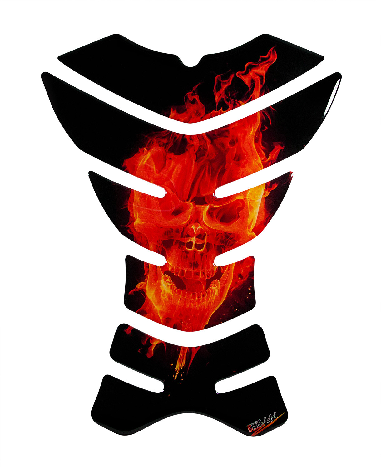 Motorcycle 3D sticker tank pad skull flames orange red paint protection: shape 5