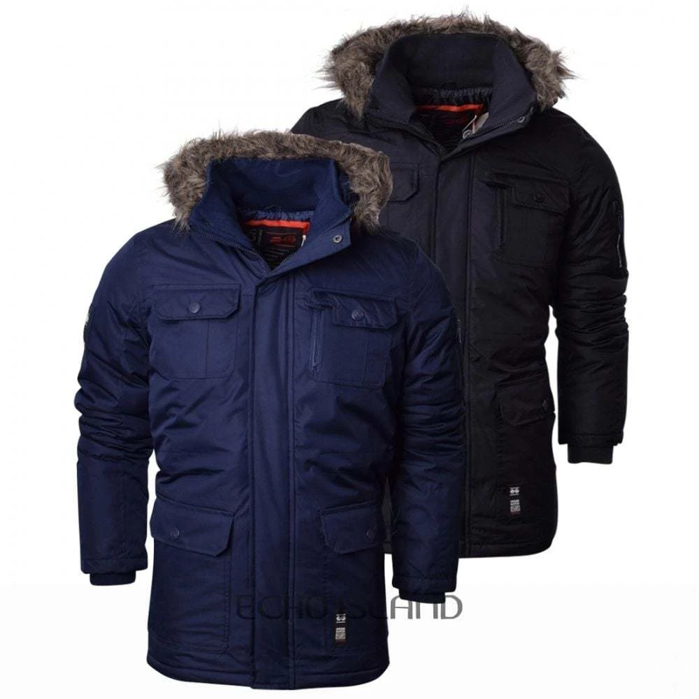 Abrigo de invierno acolchado de piel de peso pesado hombre Crosshatch | eBay