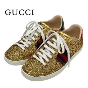 Baskets Gucci Ace cuir pailleté or occasion TIEE 0