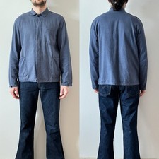 vintage French workwear faded blue worn cotton work jacket sanfor chore coat M