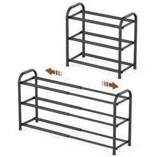 Gonfoam 3-Tier Expandable Shoe Rack,Adjustable Shoe Shelf Storage Organizer H...