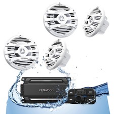 KENWOOD KAC-M5024BT Amp  2x KFC-1653MRW Marine Speakers Bundle - 4 Ch, 600W