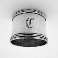 Banded Border Napkin Ring Coin Silver Mono C