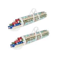2 Pack 40 Inch Christmas Wrapping Paper Storage Bag Tube Handle Zipper