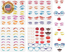 4PCS Combination Facial Features Painting Stencil 11.8X11.8 Inch Reusable Eyes N