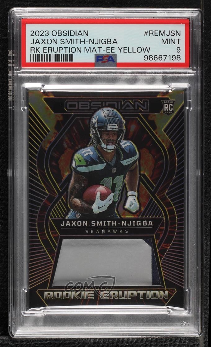 Jaxon Smith-Njigba Panini Obsidian Rookie Eruption Materials #REMJSN Yellow Electric Etch