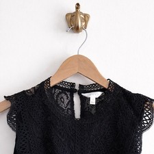 Adiva Black Lace Ruffle Sleeveless Blouse Size L