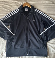 Adidas Essentials Warm-Up 3-Stripe Track Jacket Size Large Black Full Zip Used